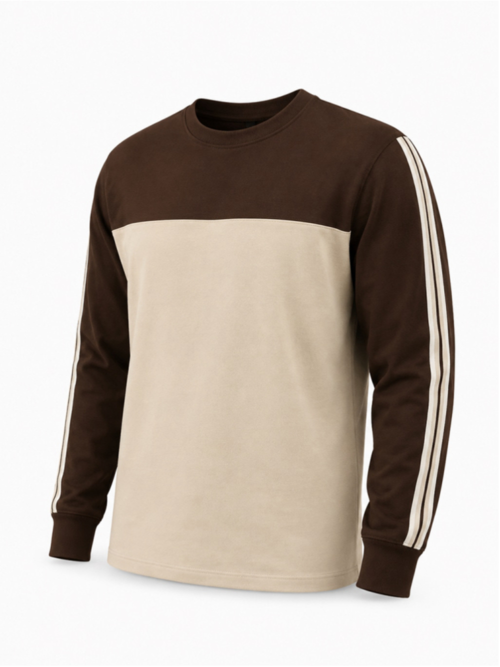 Arizona Jean Company Men’s Large Brown Cream Colorblock Sweater Y2K Retro Stripe